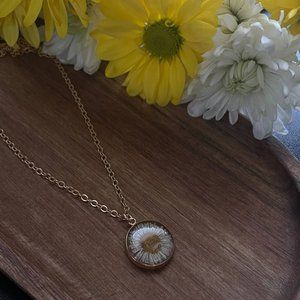 Dry Pressed Flower Necklace Handmade Pendant Necklace